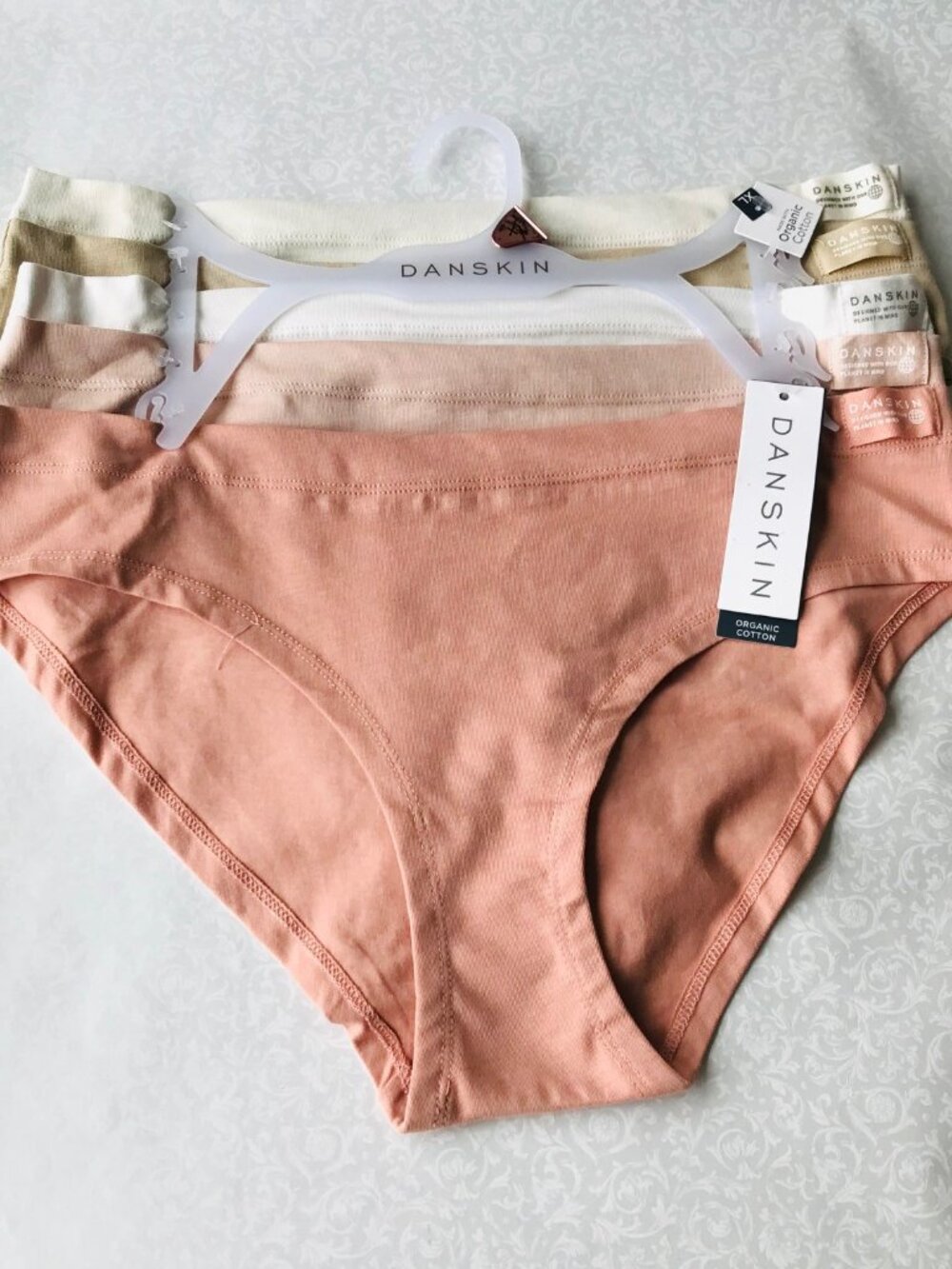 Danskin Intimates, Organic Cotton 95% Bikinis Panties , 5 Pack , Size : XL